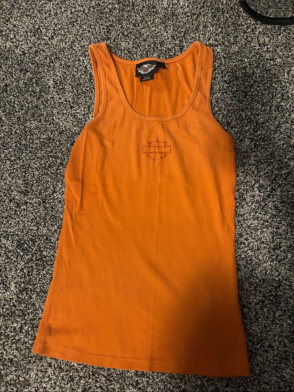 Harley-Davidson Orange Ribbed Scoop Neck Tank